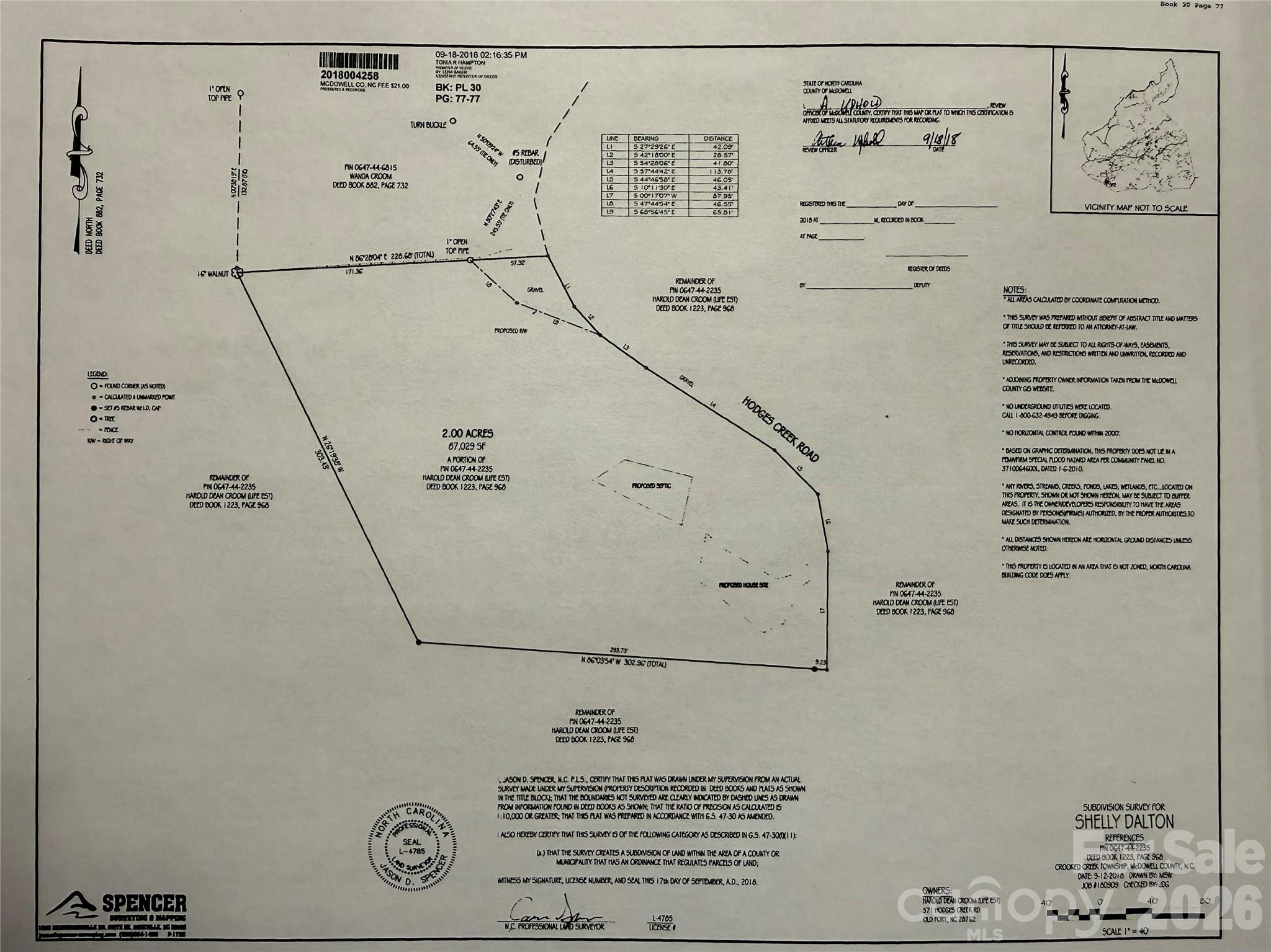 Survey - 574 Hodges Creek Drive, Old Fort