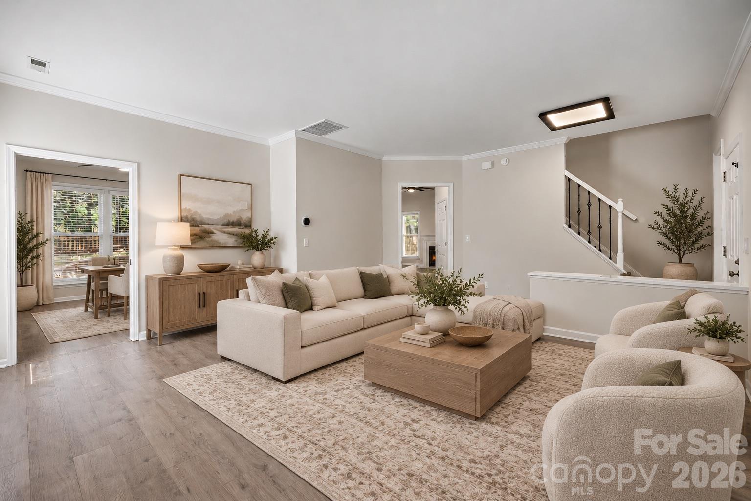 living room- virtually staged - 9732 Whitewood Trail, Charlotte