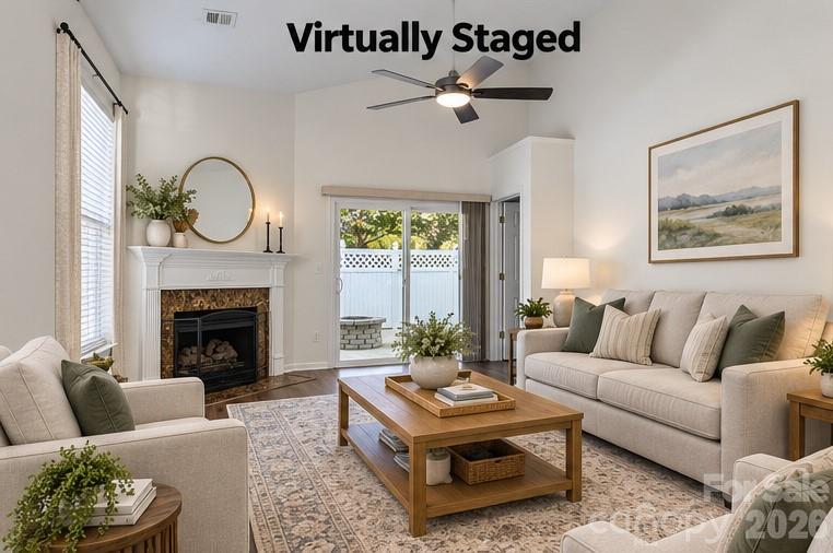 Living room virtually staged. - 701 Shellstone Place, Fort Mill
