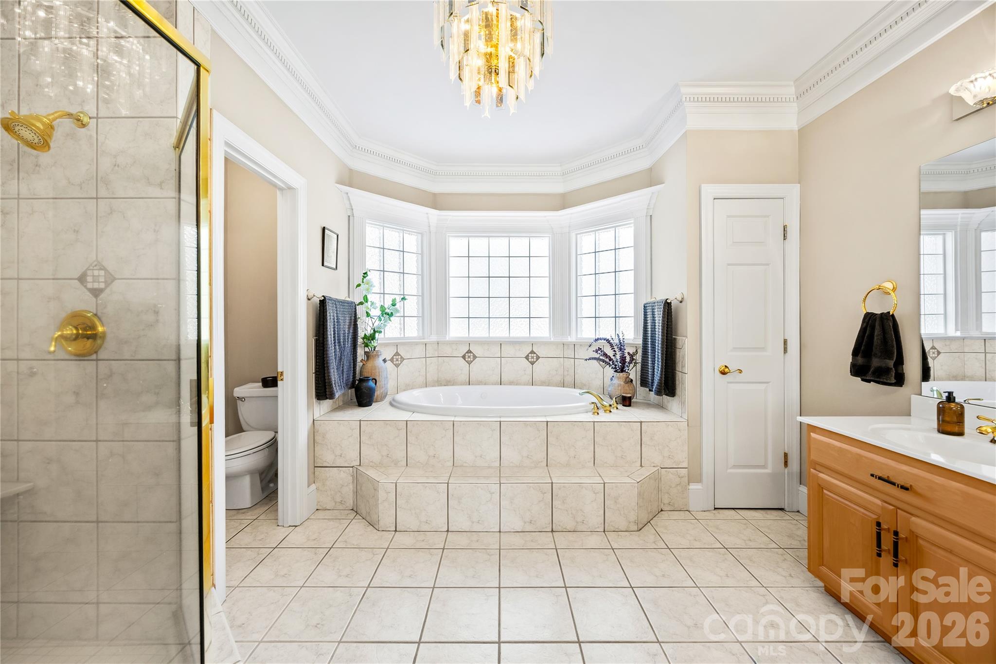 Primary Bathroom with Jetted Tub - 1410 Pine Needle Lane, Mooresville