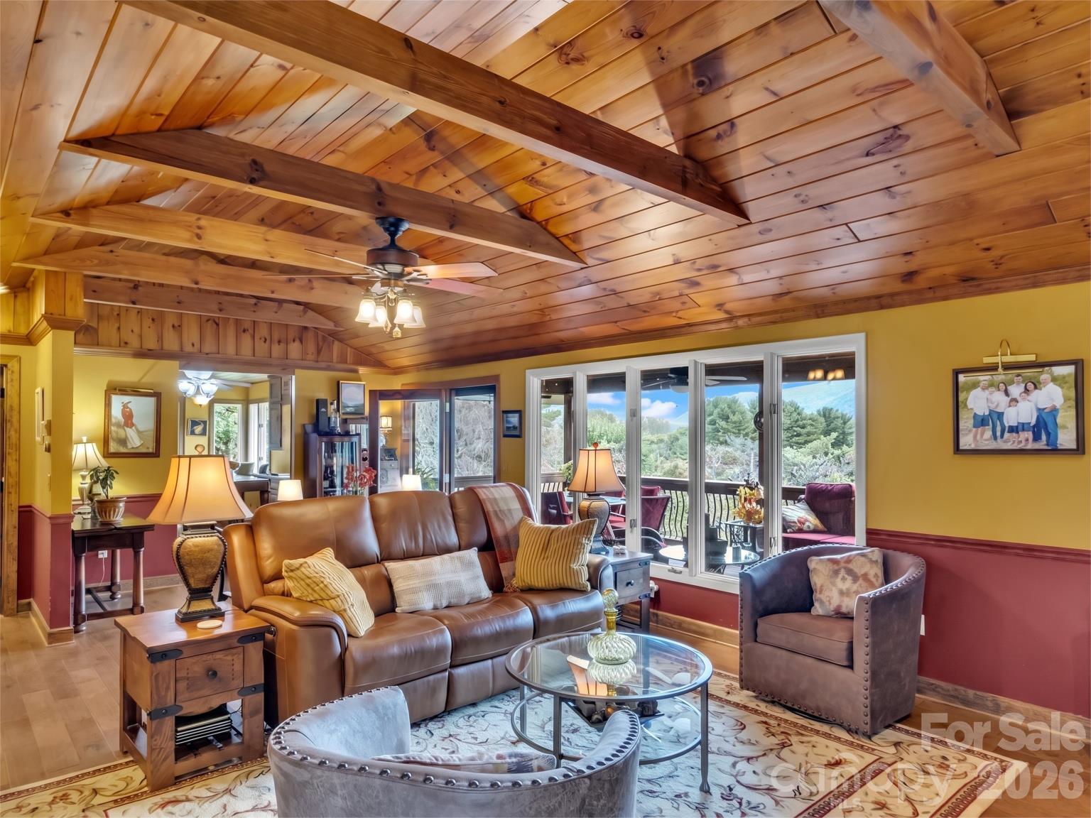 Vaulted ceiling as you walk in the front door to the Great Room - 91 Worsham Drive, Waynesville