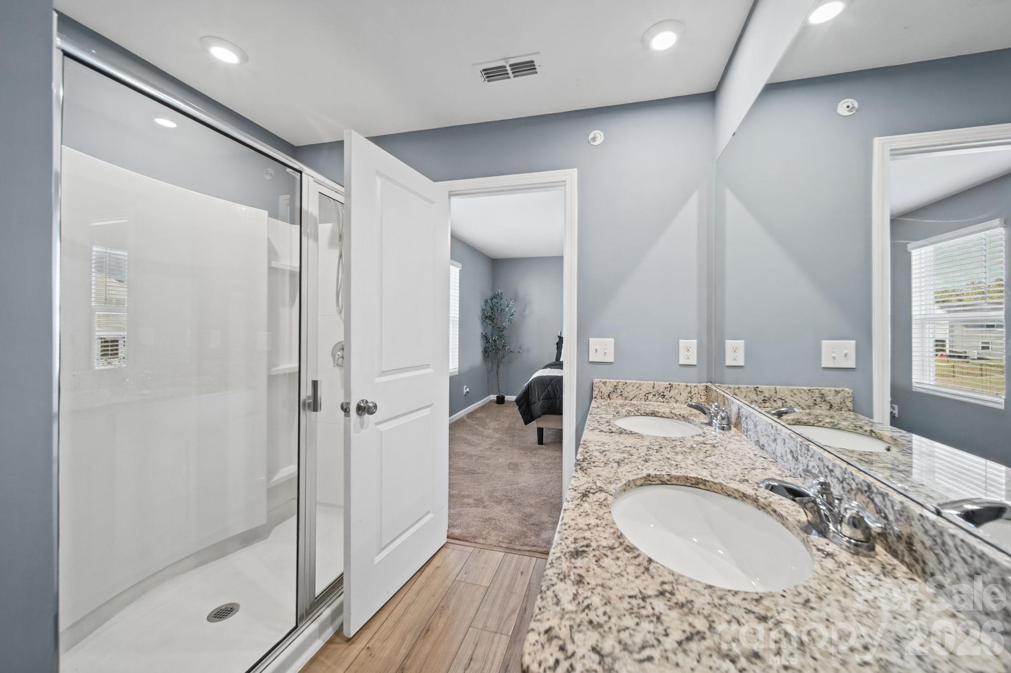 Large Stand-Up Shower located in the beautiful Primary Bath. - 3082 Bell Spur Avenue SW, Concord