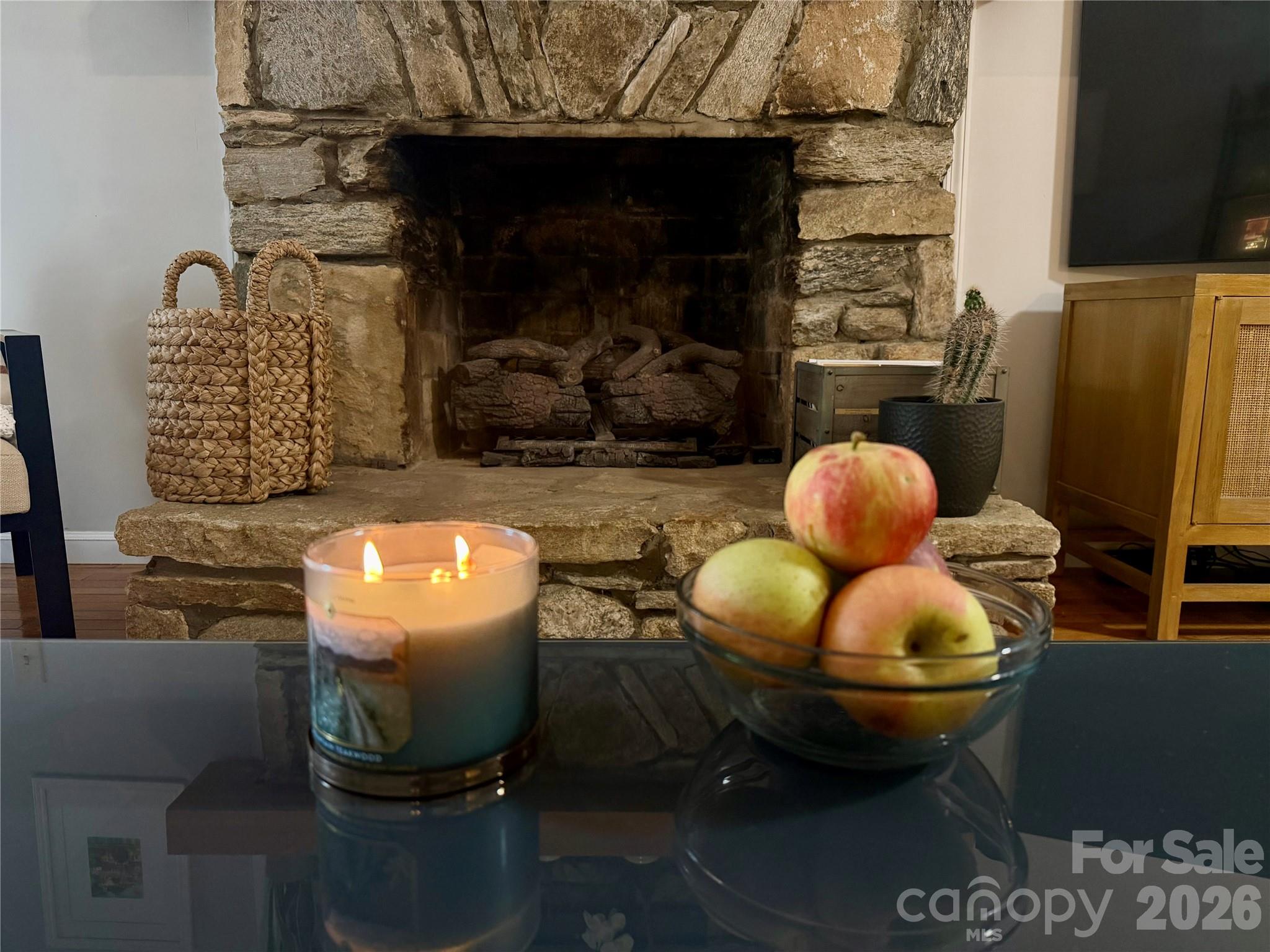 Stone fireplace - 130 Sherwood Drive, Lake Lure