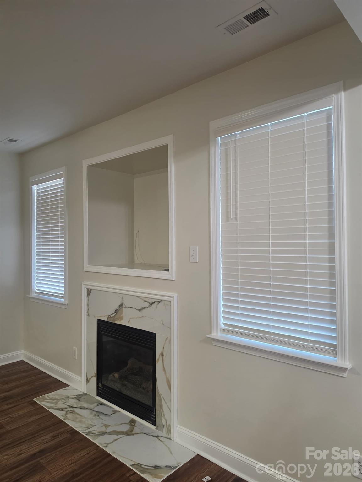 Family Room, New Hearth and Fireplace Surround, Calacatta Quartz - 15404 Crossing Gate Drive, Cornelius