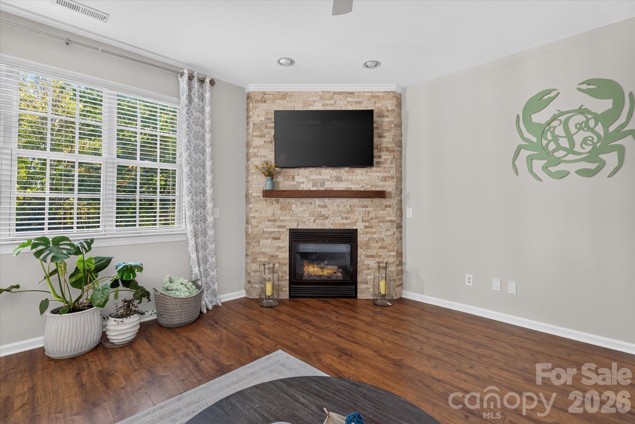 Updated stone fireplace - 6107 Cactus Valley Road, Charlotte