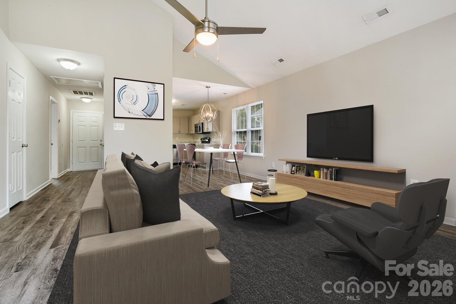 Living room showing AI generated furniture in it. - 1127 Hannah Rae Court, Charlotte
