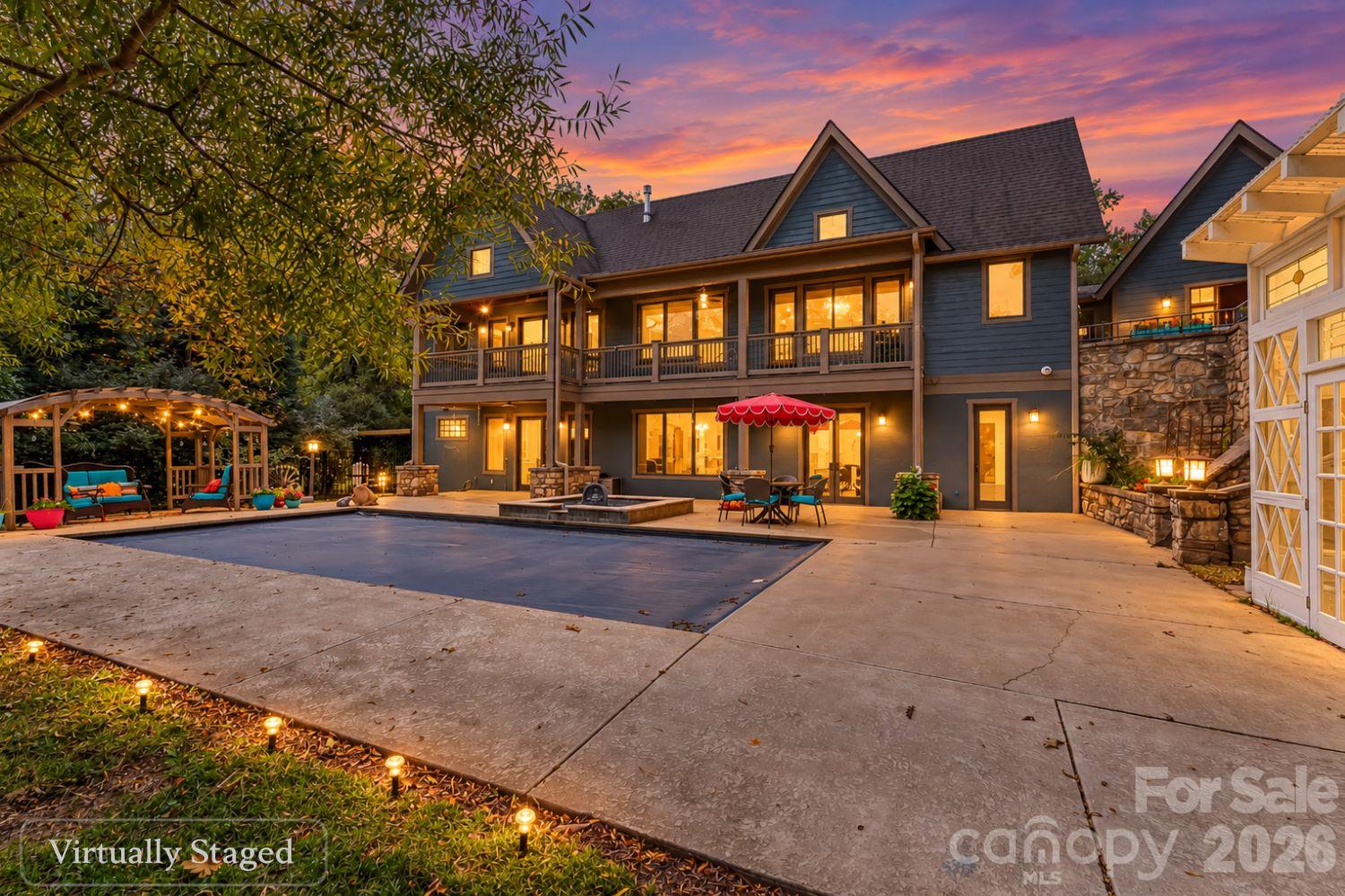 Back of 72 Oteen Church Rd (Main House) with heated, saltwater pool - 68, 72, 82, and 84 Oteen Church Road, Asheville