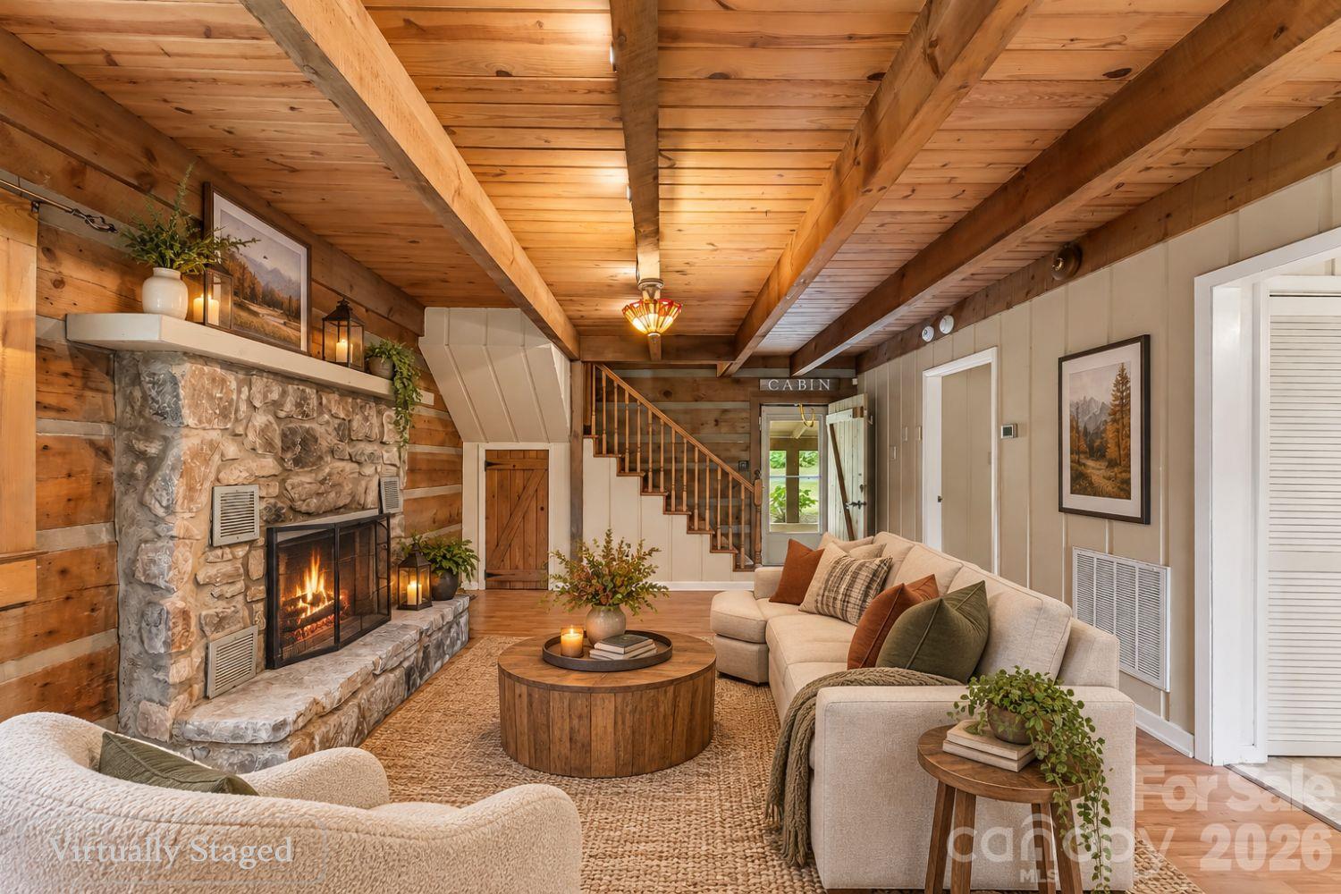 82 Oteen Church Rd (Mountain View Cabin): Living room on main level - 68, 72, 82, and 84 Oteen Church Road, Asheville