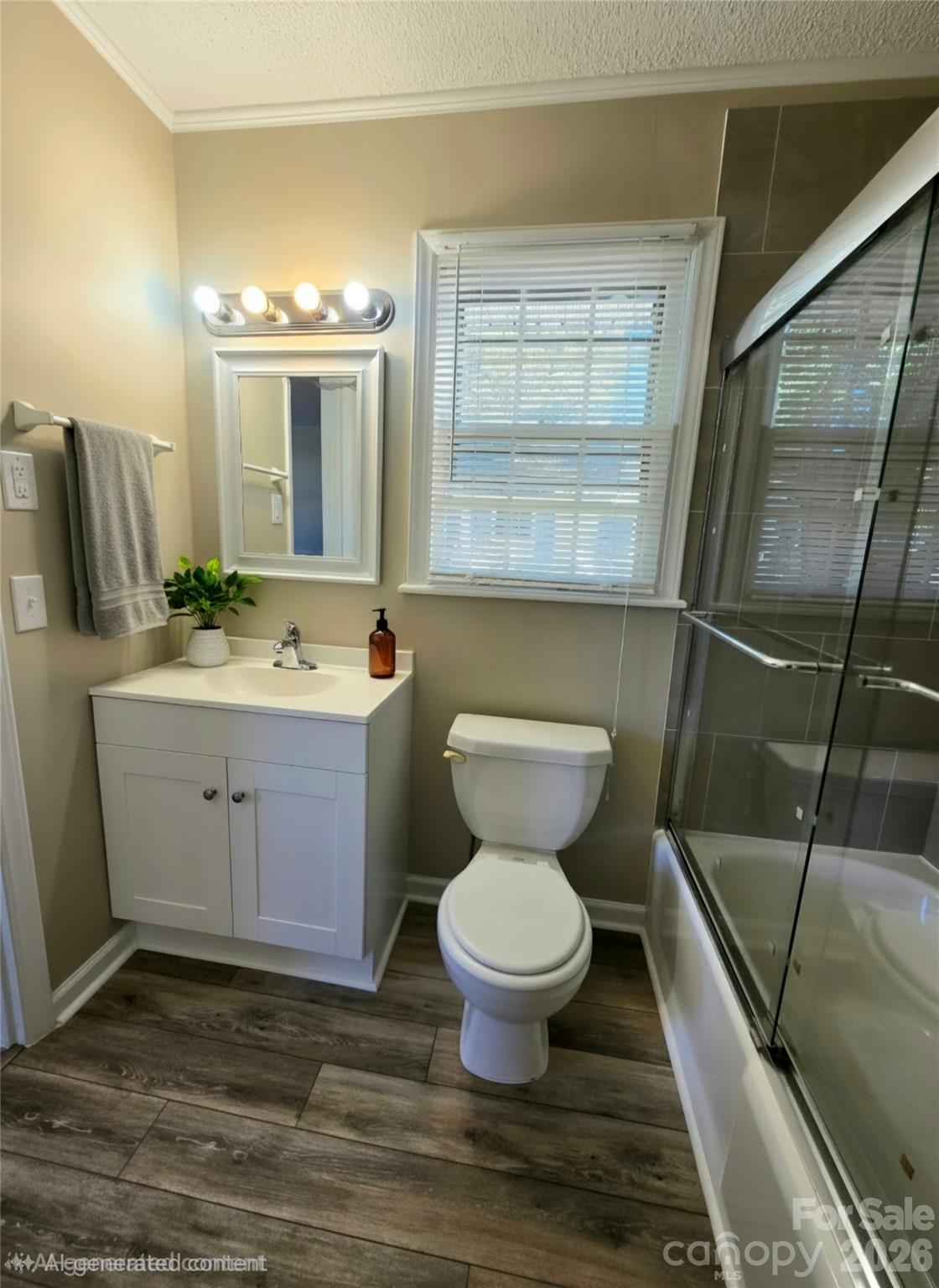 Virtually staged representation of full bath - 112 Wendover Drive, Lincolnton