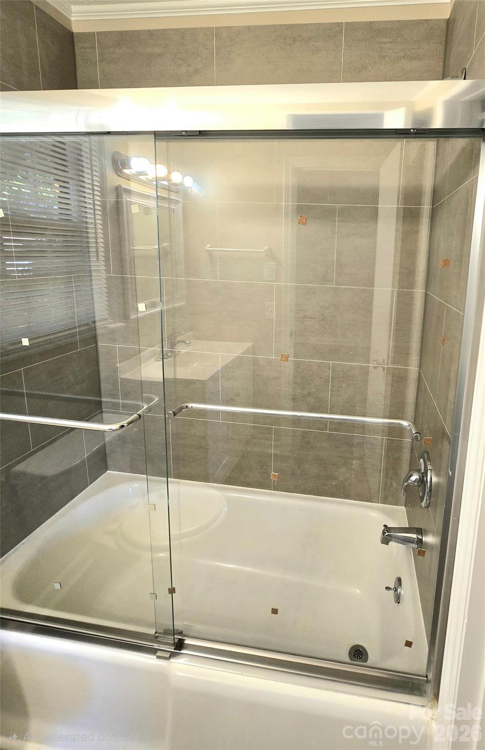 new shower tile and elegant sliding glass doors - 112 Wendover Drive, Lincolnton