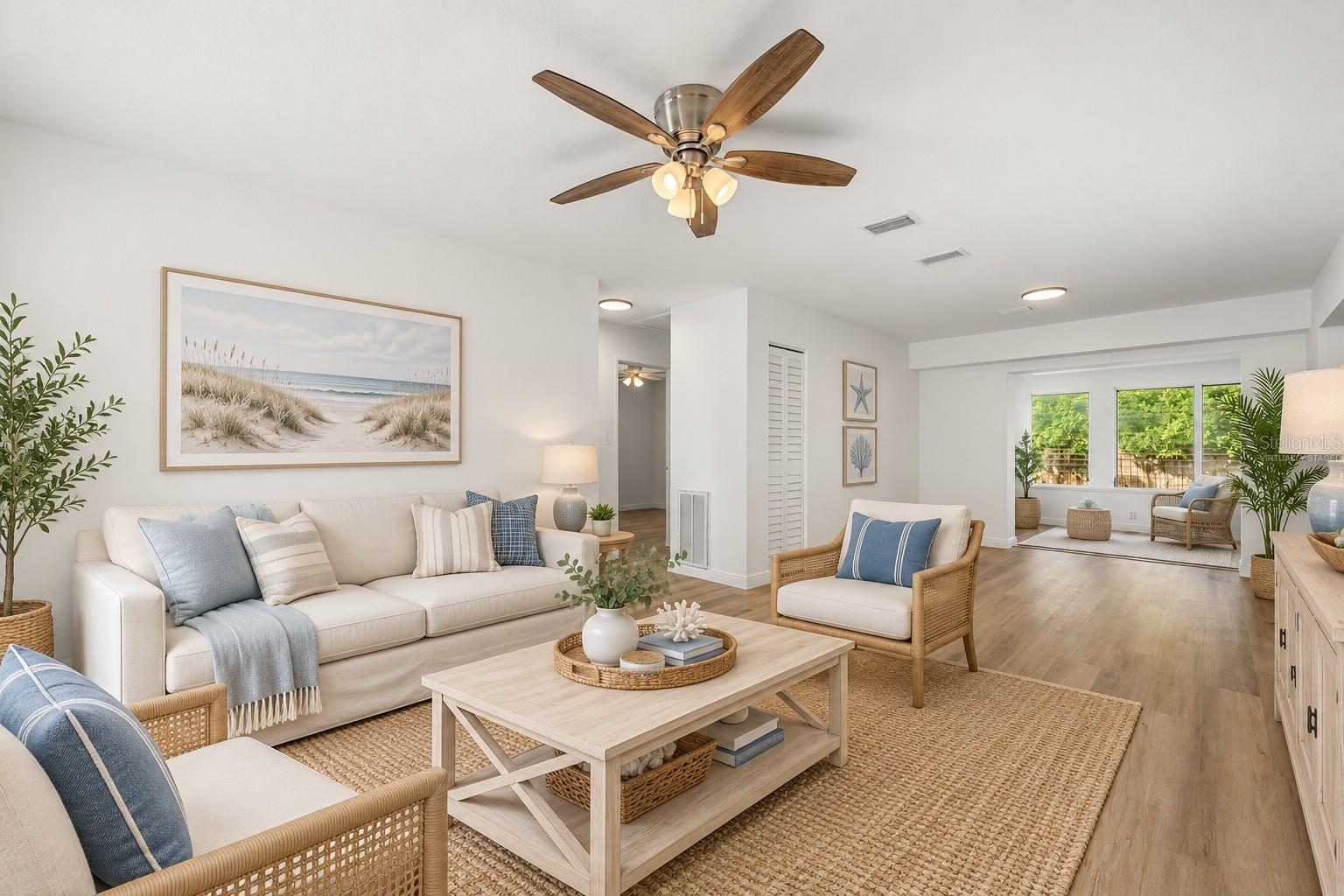 Virtually staged living room - 711 14TH ST, PALM HARBOR