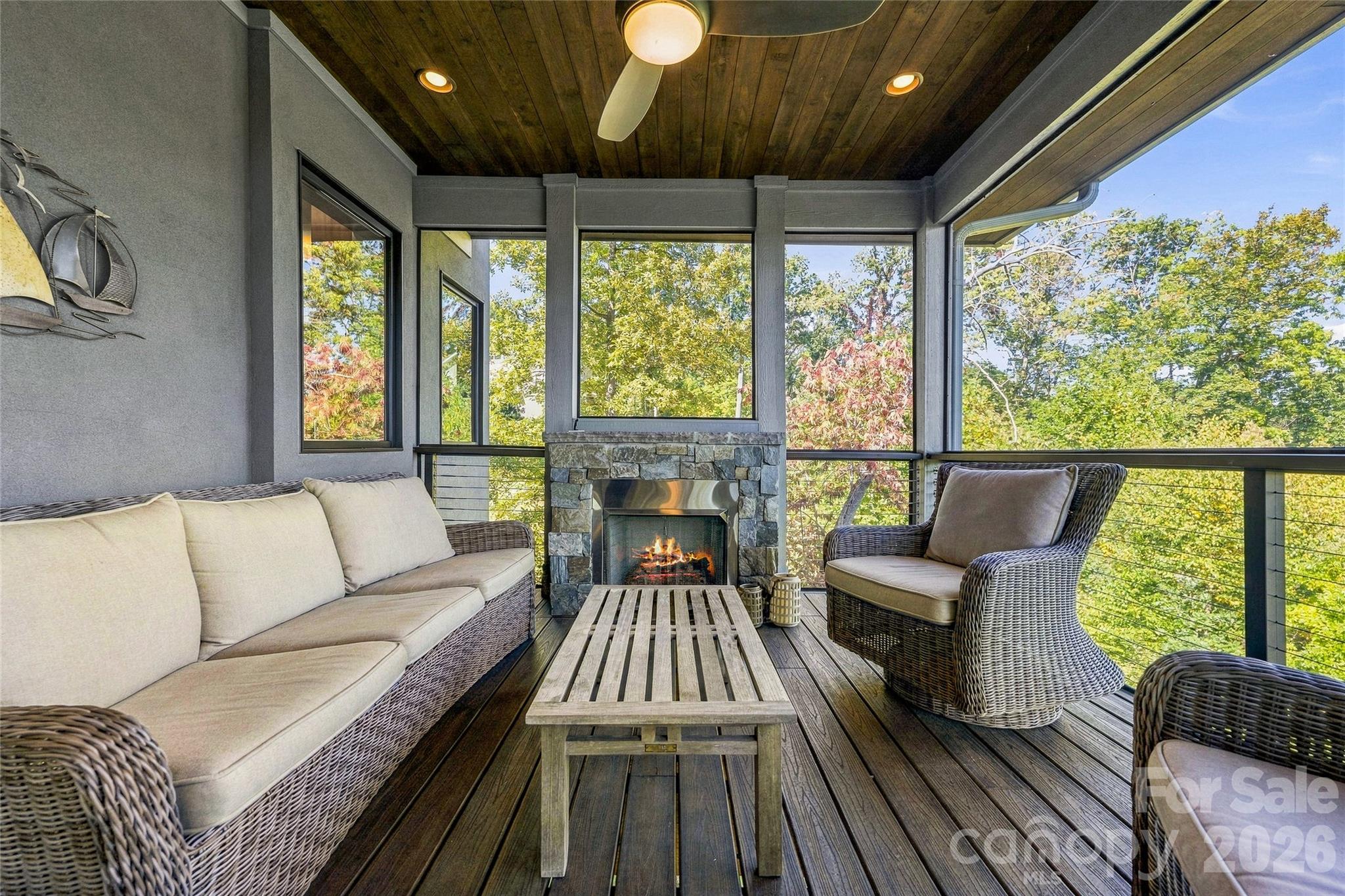 Screened Porch with Stone Gas Fireplace - 22 Quartz Trail, Hendersonville