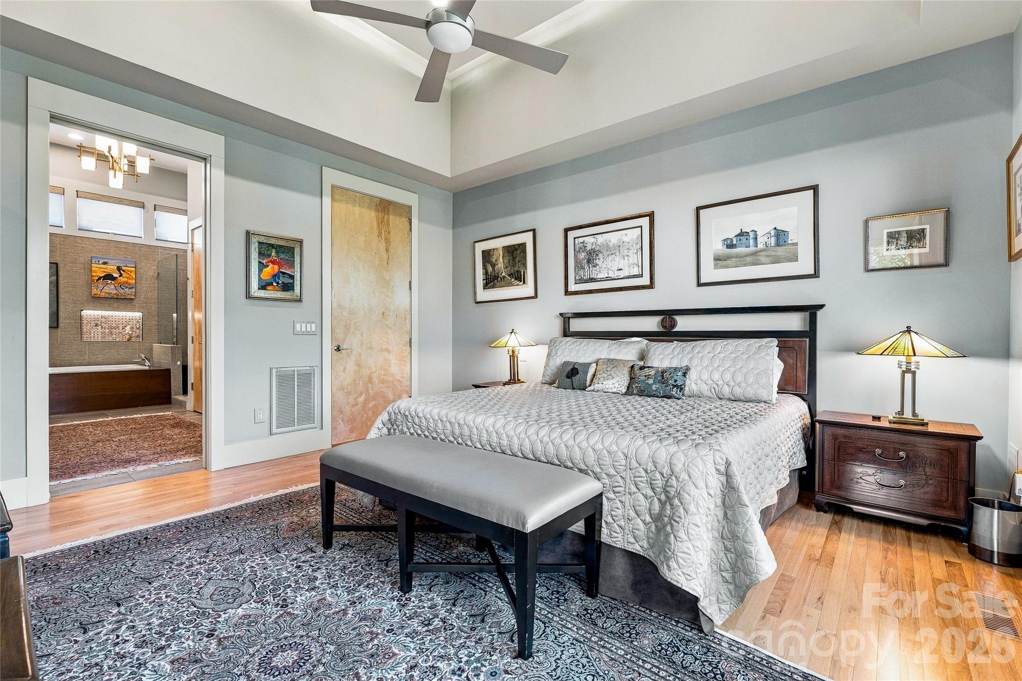 Primary Suite with Tray Ceiling and Motorized Shades - 22 Quartz Trail, Hendersonville