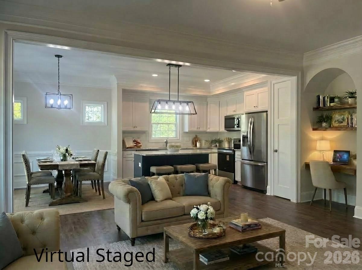 Virtual Staged Great Room, Kitchen, Dining, Niche - 403 E 21st Street, Kannapolis