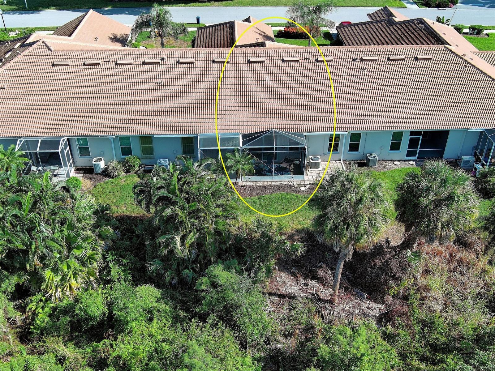 Aerial view of rear - this unit has a larger than most screened in lanai. - 668 BACK NINE DR, VENICE