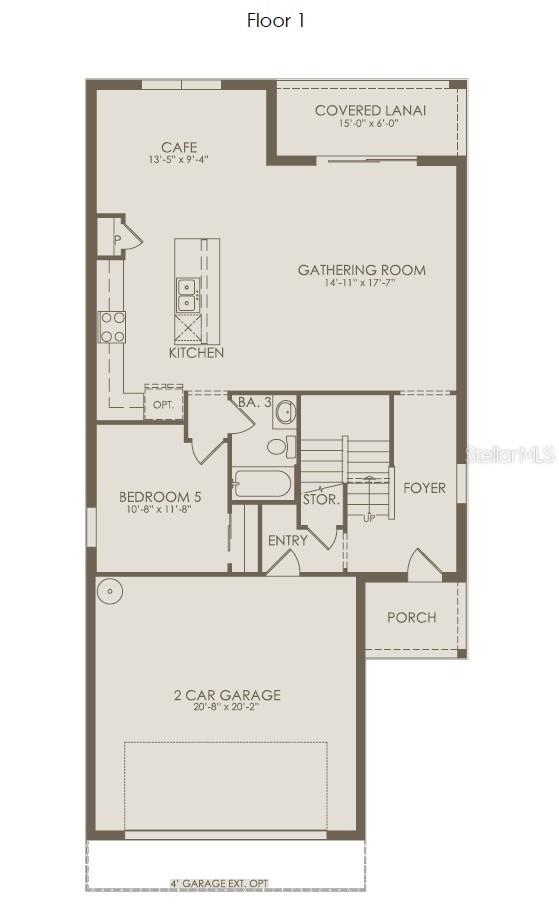Floor Plan - Floor One - 2502 SERENITY GARDEN DR, KISSIMMEE