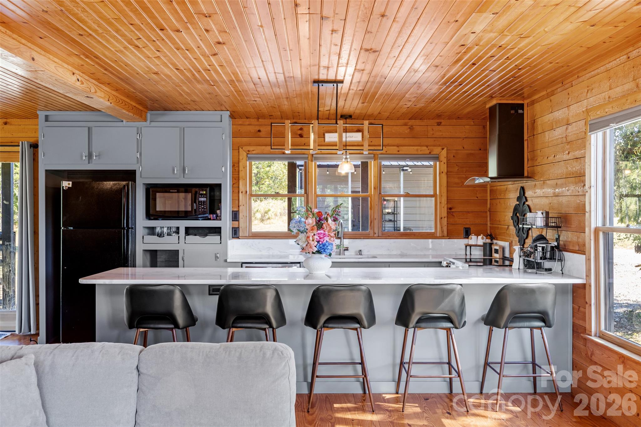 Kitchen from the living room in cabin - 2137 Overbrook Way, Kershaw