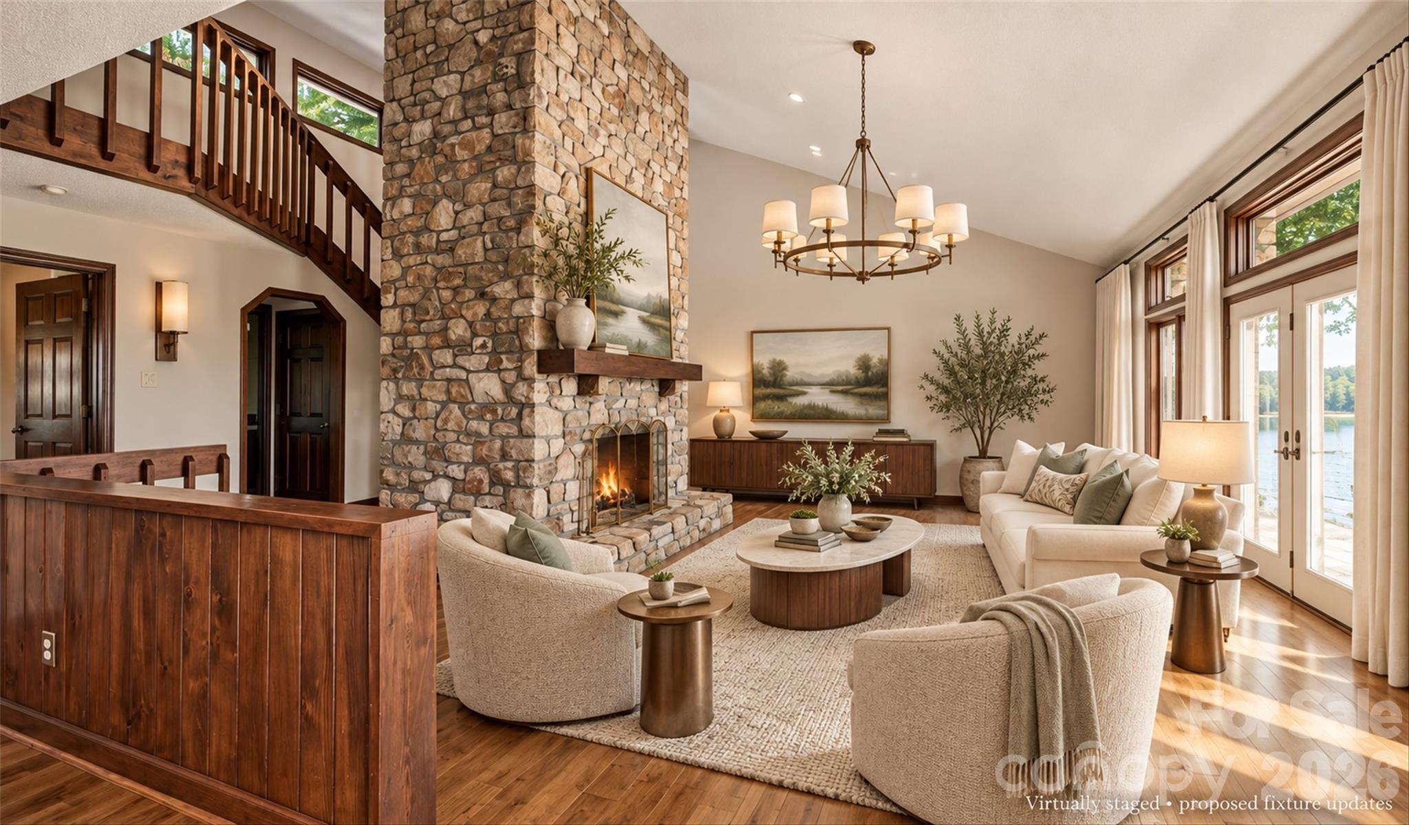 Virtually Staged Two-Story Great Room - 35 S Point Lane, Taylorsville