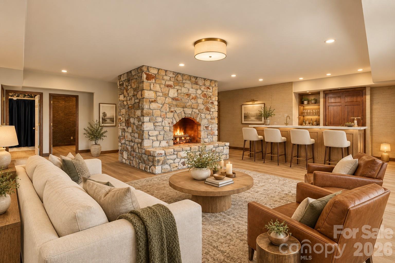 Virtually Staged Basement Den and Bar Area - 35 S Point Lane, Taylorsville