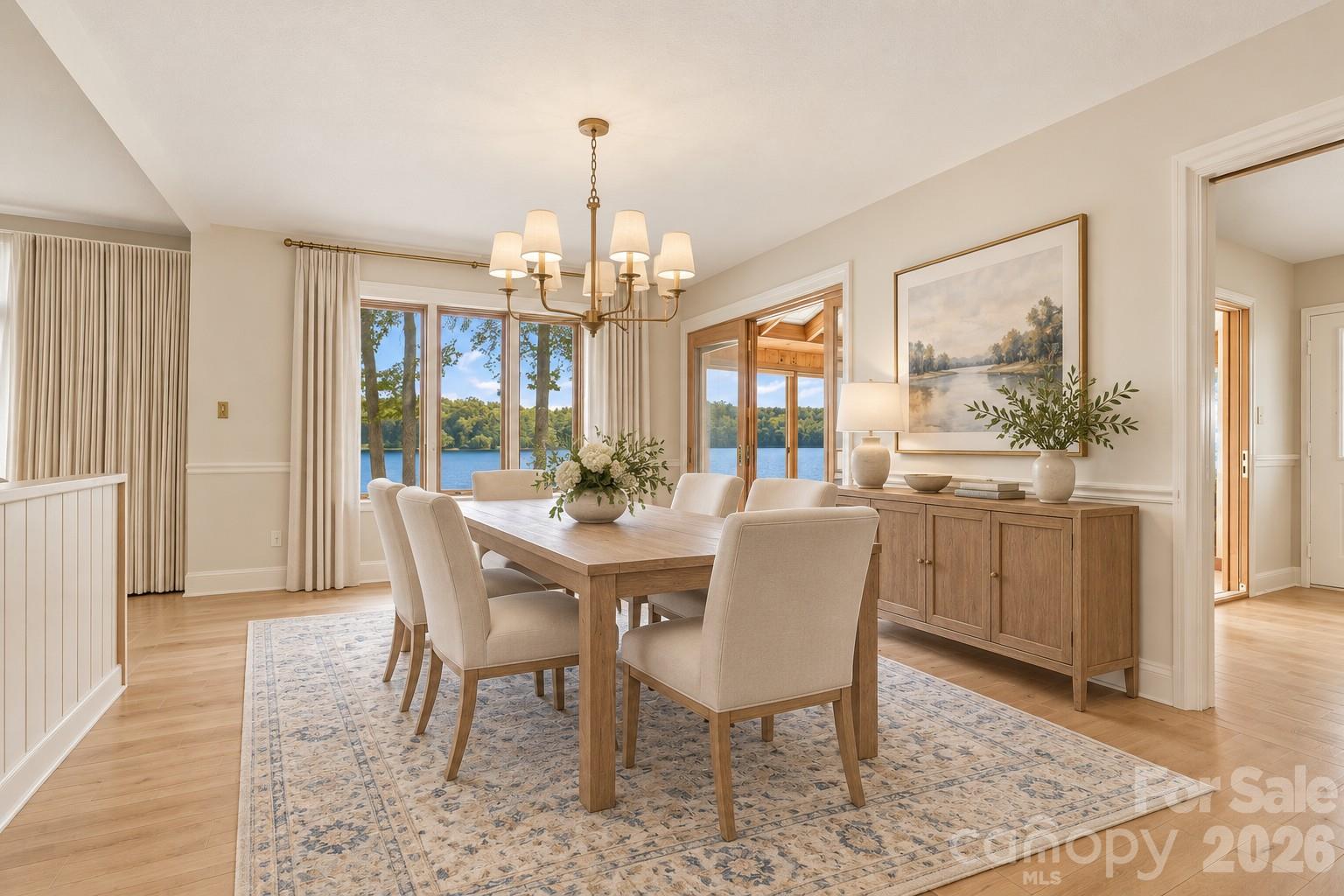 Virtually Staged Open Concept Dining Area/Lake Views - 35 S Point Lane, Taylorsville