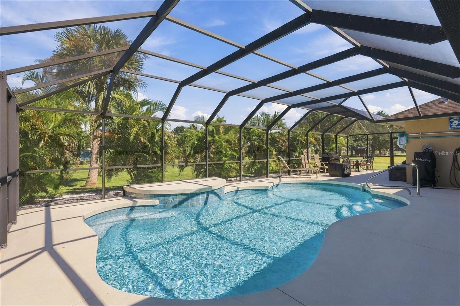 Spacious pool and deck area, with Areca Palms for privacy. - 2805 NORWOOD LN, VENICE