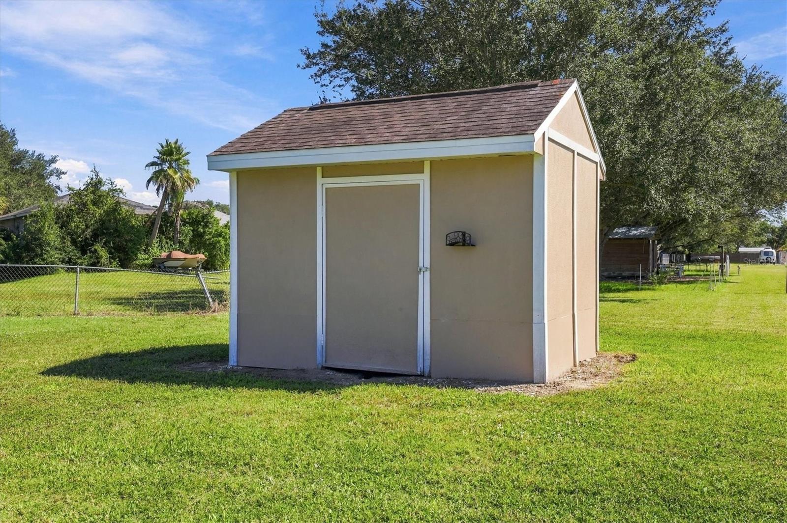This shed houses the "Whole House" reverse osmosis system water equipment. - 2805 NORWOOD LN, VENICE