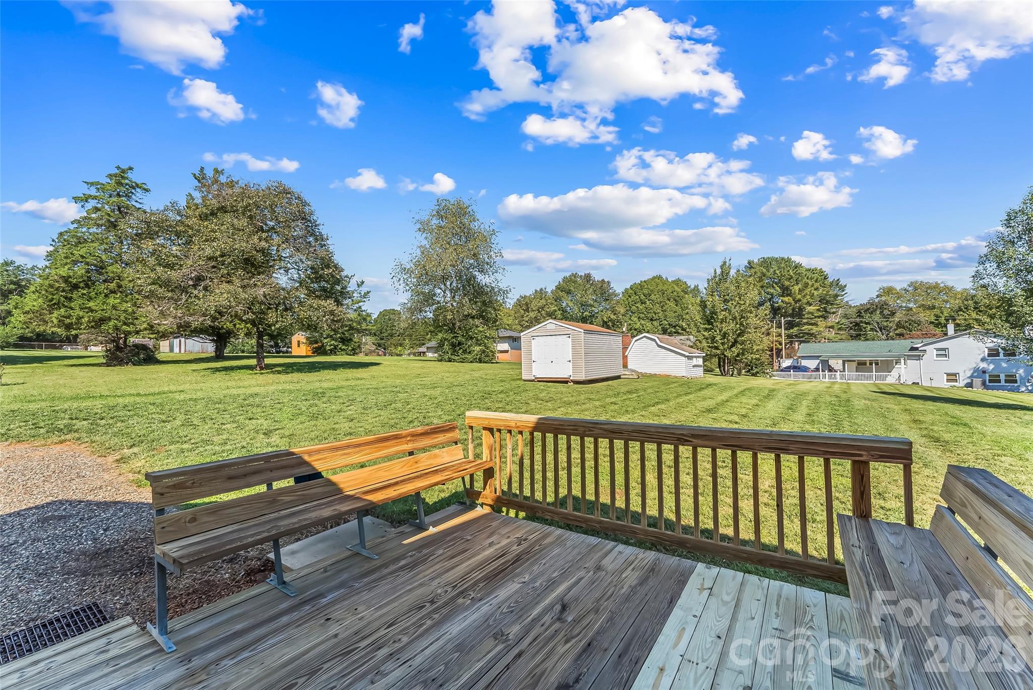 Back Yard View with Deck and Storage Unit - 2207 Beauty Street, Statesville