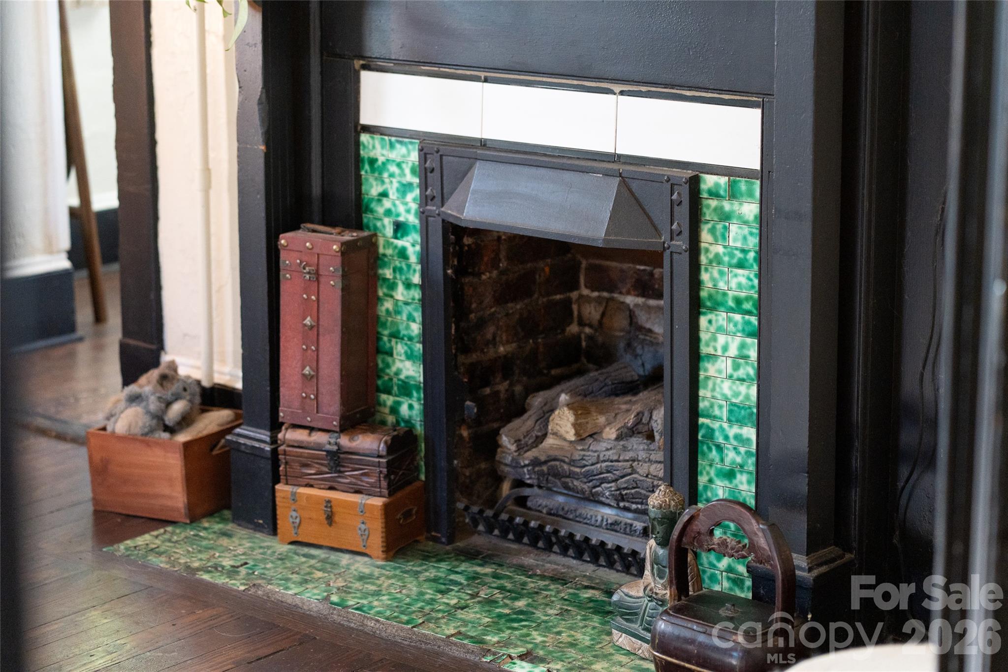 Original tile and 3 separate original coal burning fireplaces in the home. - 77 Cherry Street, Asheville