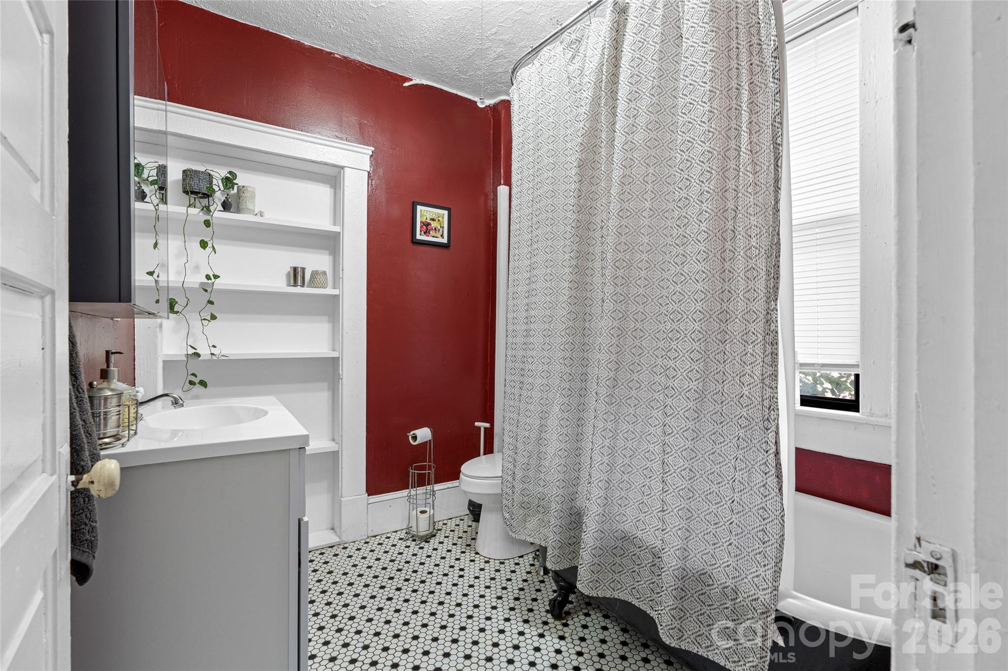 Upstairs full bath with original claw foot tub and new tile. - 77 Cherry Street, Asheville