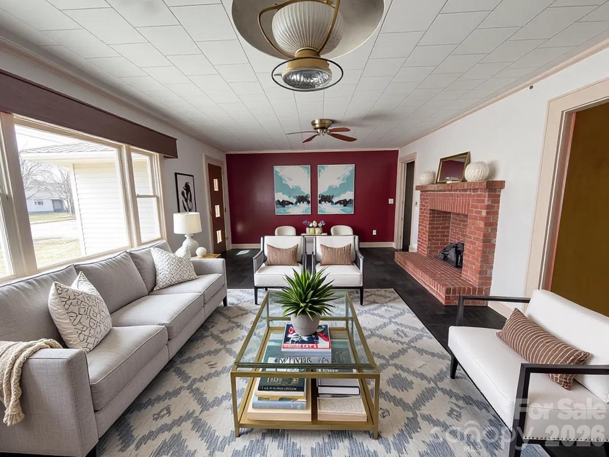 Living Room Visually Staged - 708 Carbon City Road, Morganton