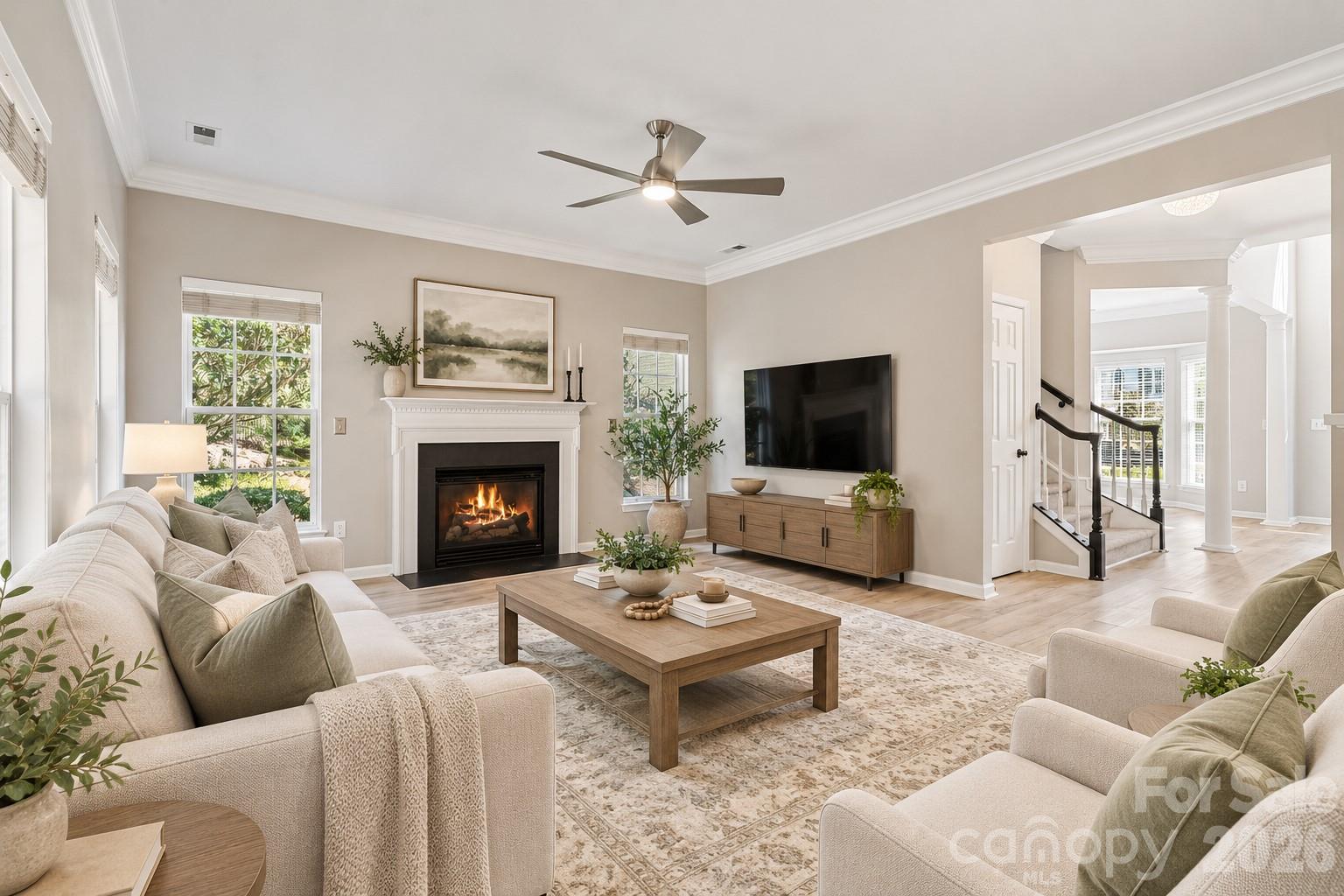 Great room- virtually staged - 7702 Antique Circle, Waxhaw