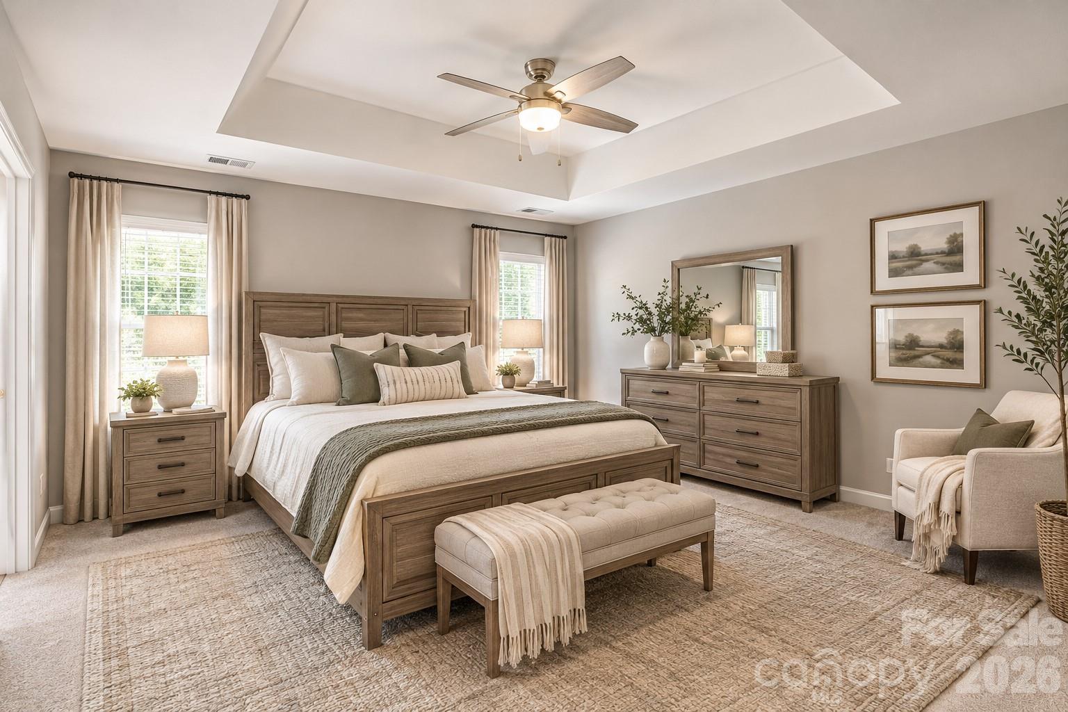 Primary suite- virtually staged - 7702 Antique Circle, Waxhaw