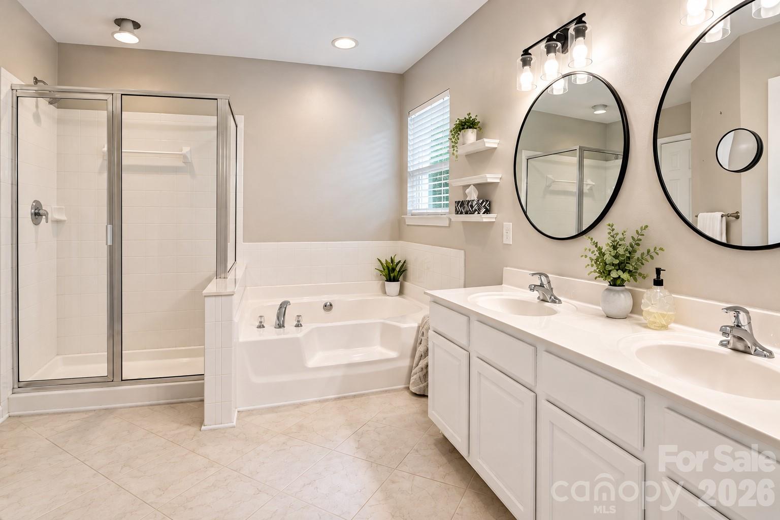 Primary Bath- virtually staged - 7702 Antique Circle, Waxhaw