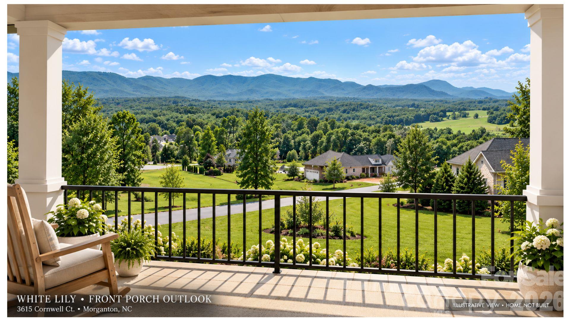 This is a concept rendering of what you could put on the property. Home not built. View is real though from the property. - 3615 Cornwell Court, Morganton