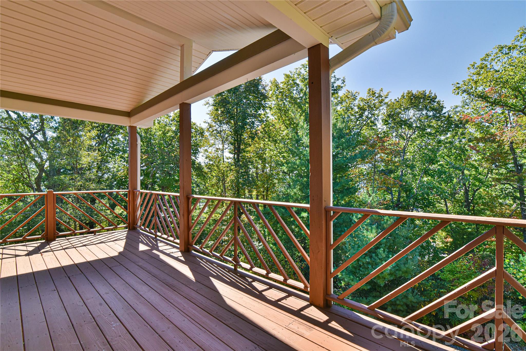 Covered porch off of 2nd floor primary bedroom - 227 David Ridge Road, Black Mountain