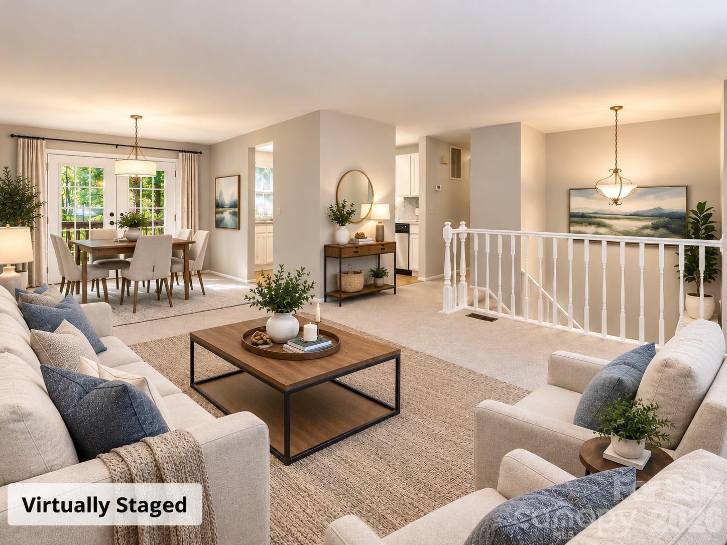Virtually Staged-Main Level Living Room and Dining Room - 10446 Club Car Court, Mint Hill