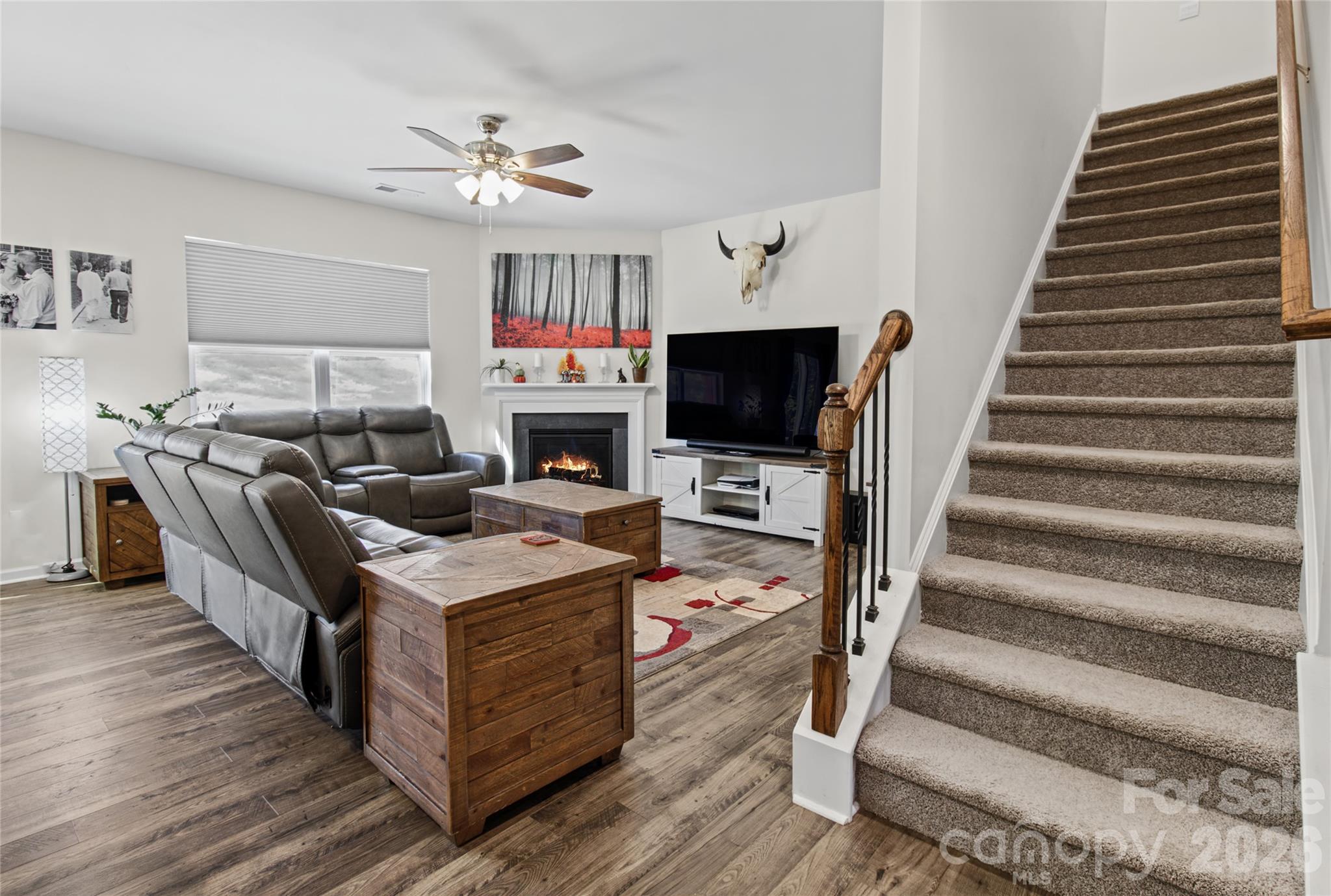 Bright spacious living room with gas fireplace - 37 Caitlin Heights Court, Fletcher