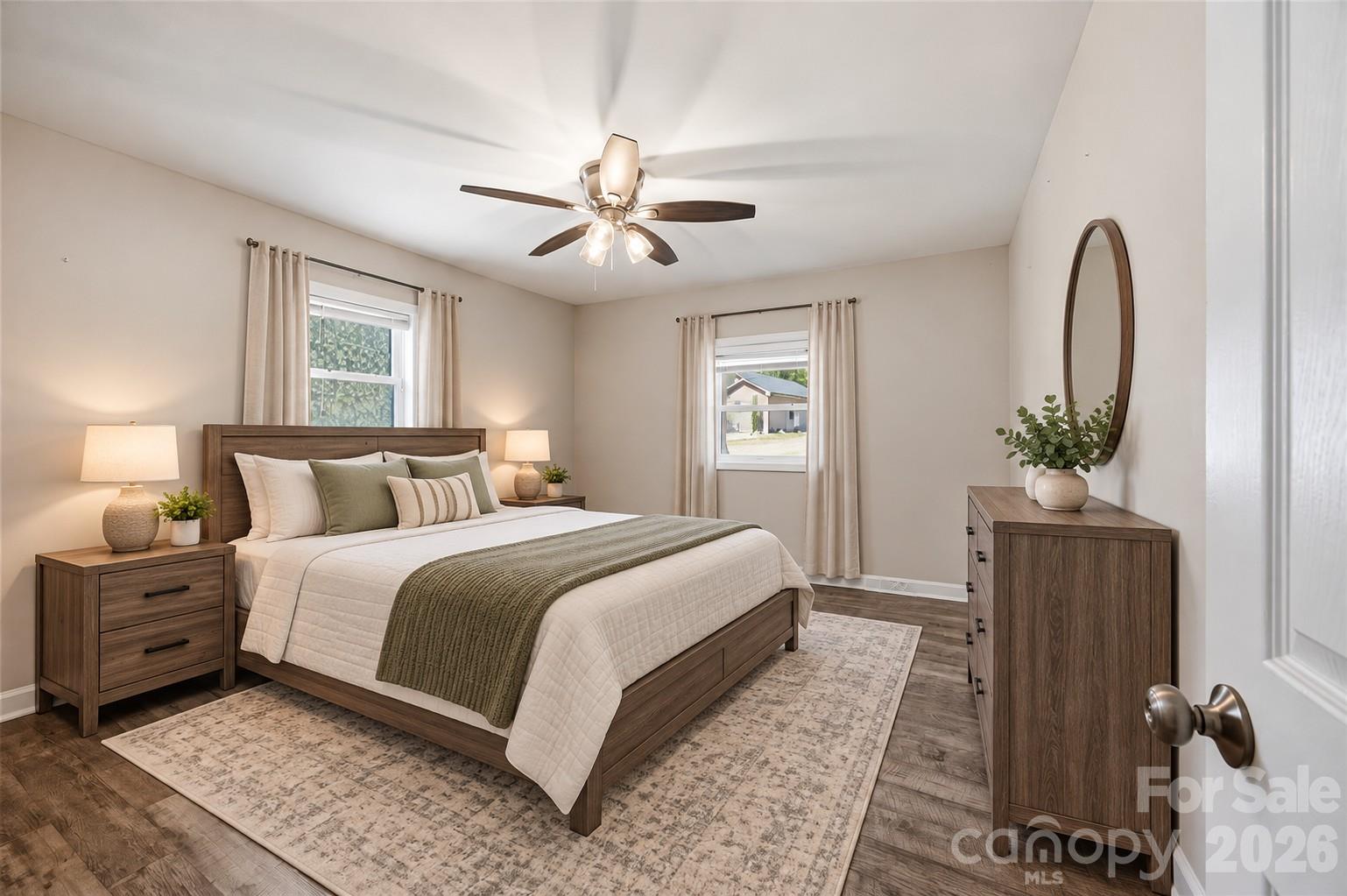 Virtually Staged Primary Bedroom - 1108 Skyland Street, Kannapolis
