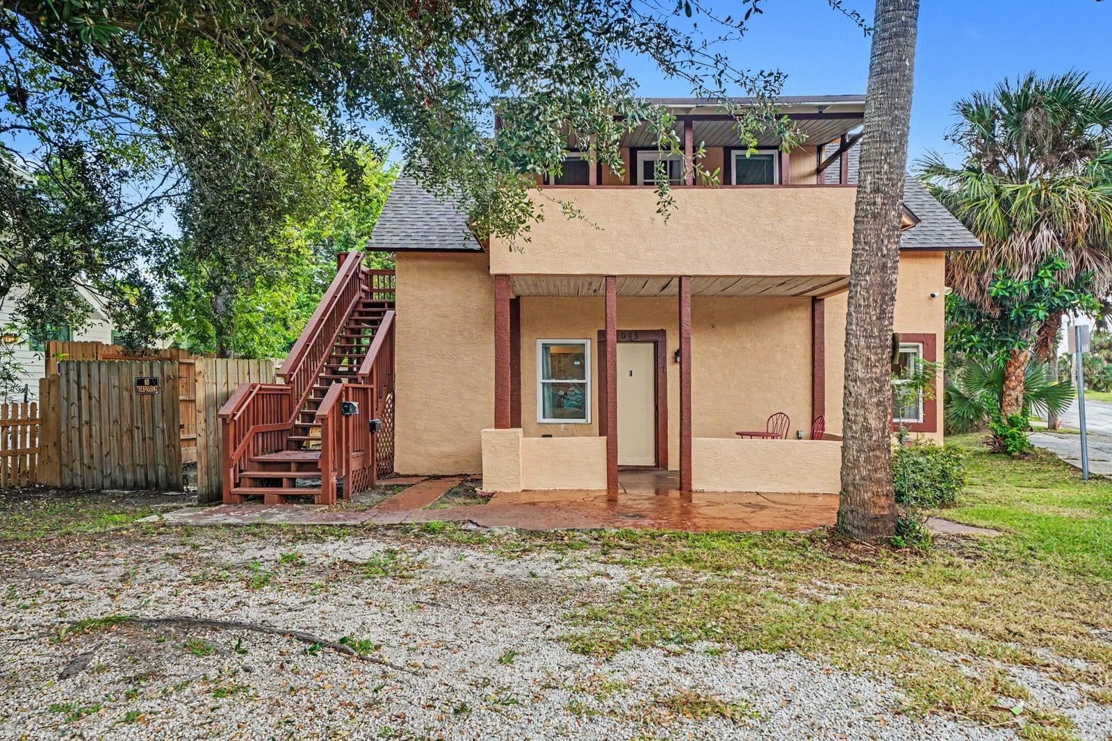 Two-Story Home With Brick Steps, Red Railings & Mature Trees - 1015 S PENINSULA DR #1,2, DAYTONA BEACH
