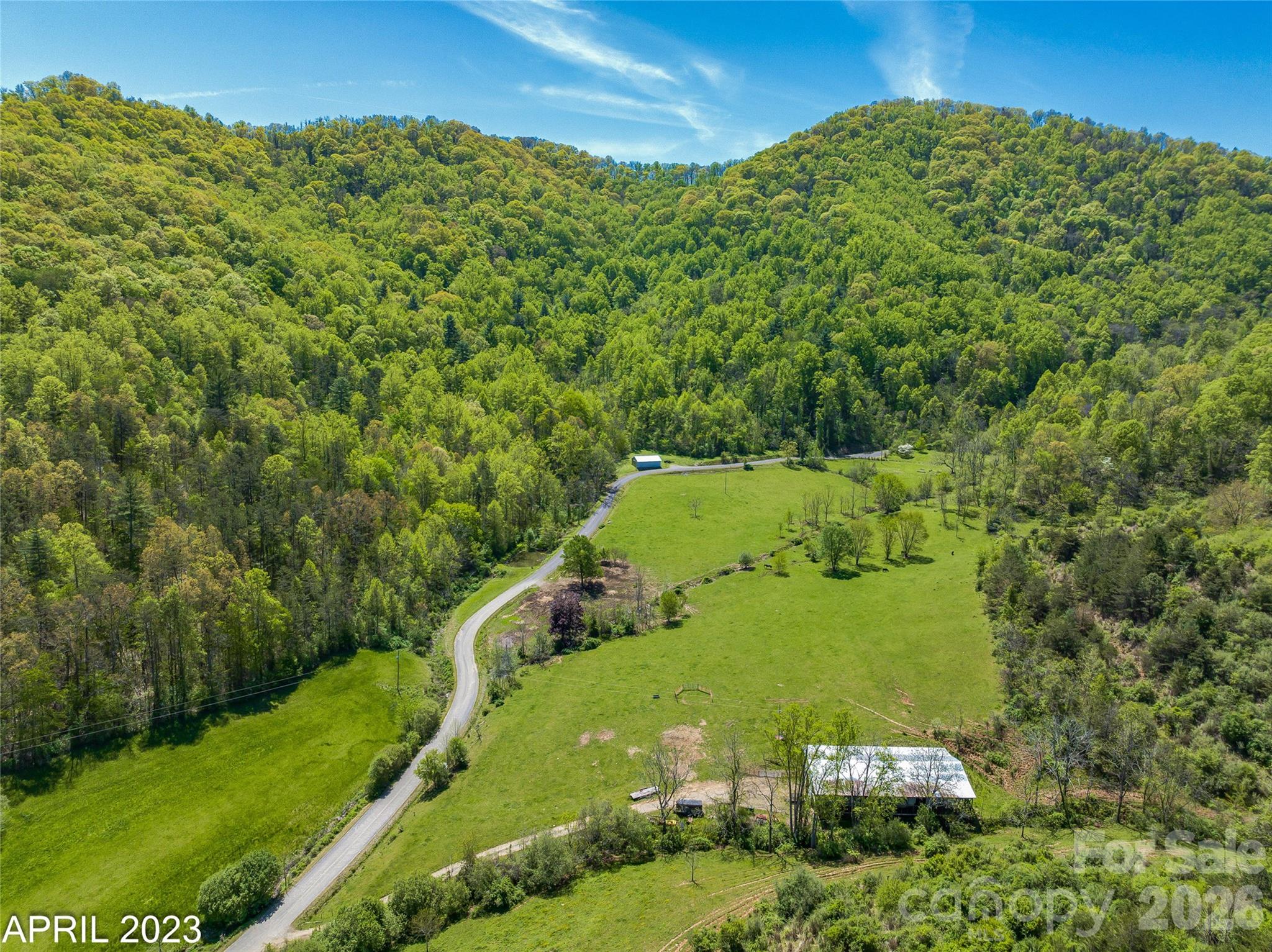 Large open green pastures in the summer with mountain backdrop for ultimate privacy - 41 Lovin Road, Weaverville