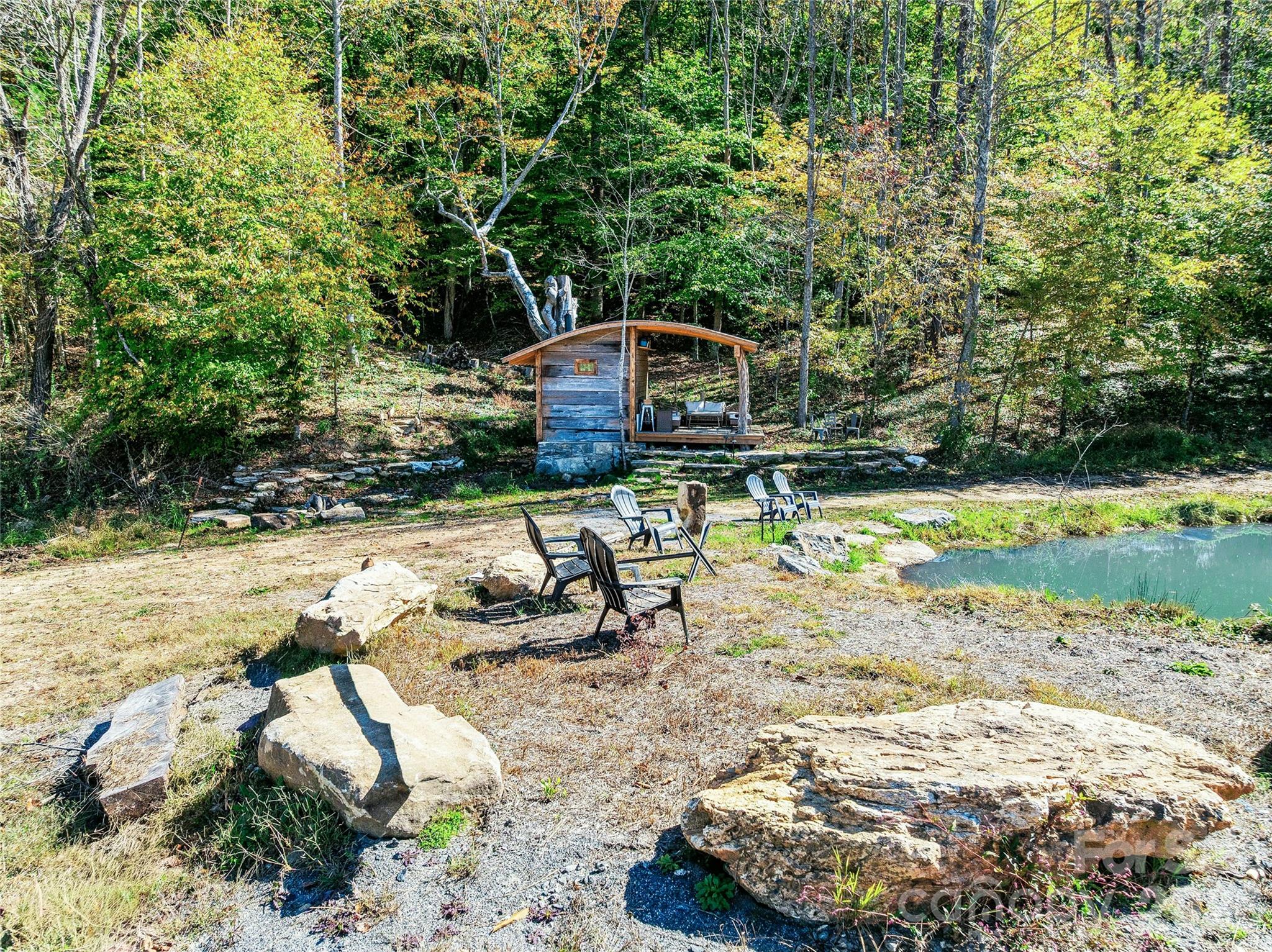 12 Person sauna with cold plunge overlooking trickling pond - 41 Lovin Road, Weaverville