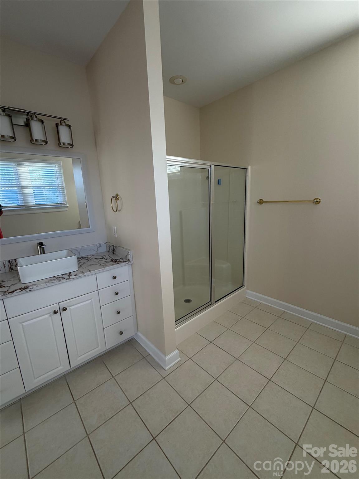 primary bath showing walk in shower - 4095 Principal Circle NW, Conover