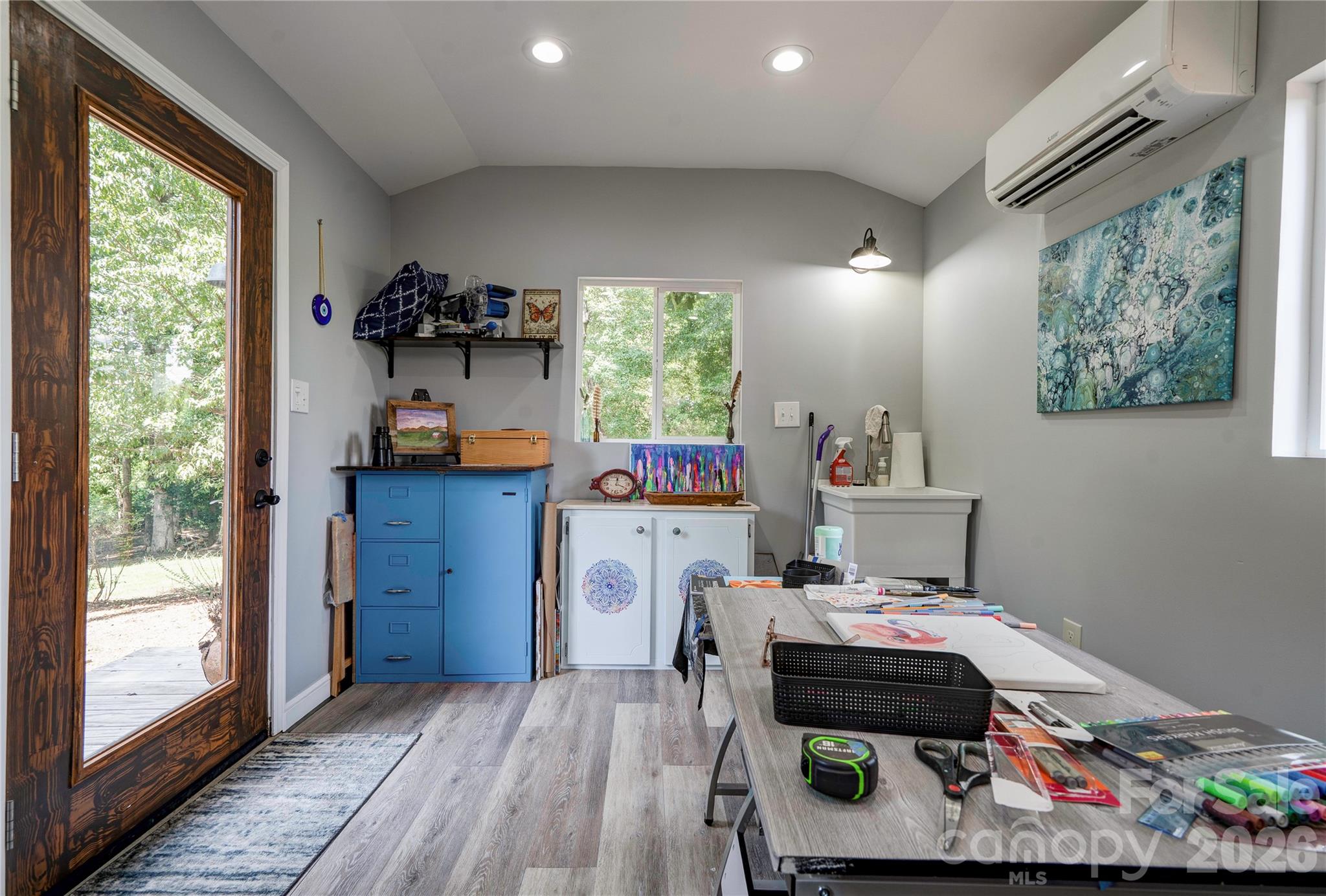 Interior view of art studio. Mini split unit for climate control. - 244 Randall Road, Shelby