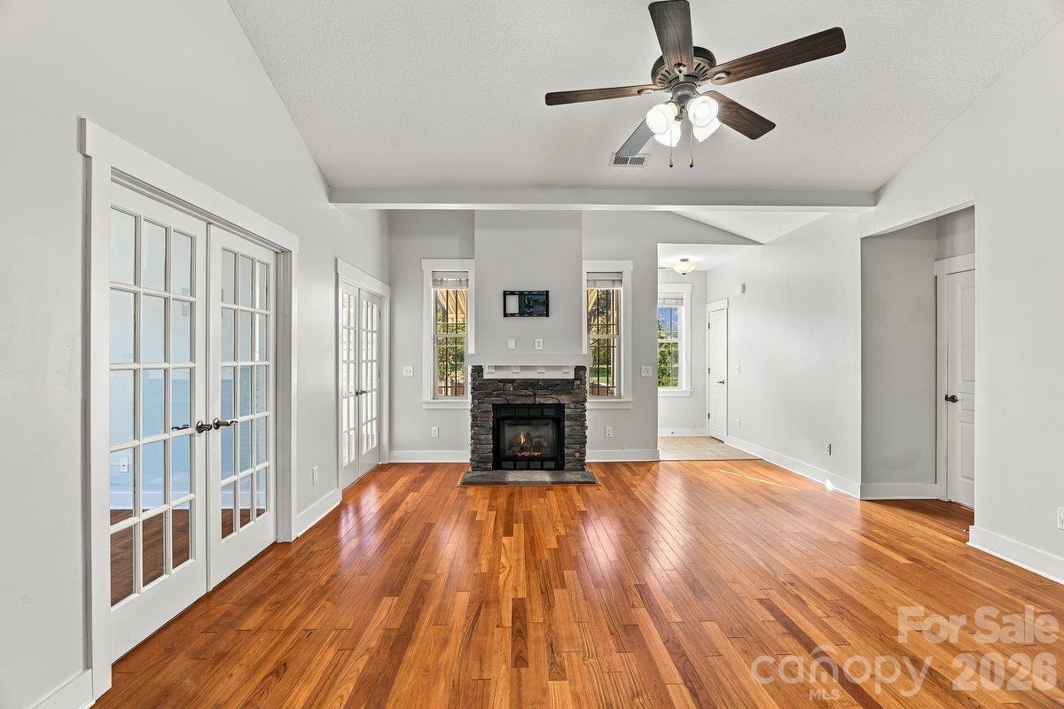 Living room with gas fireplace - 51 Westfield Way, Candler
