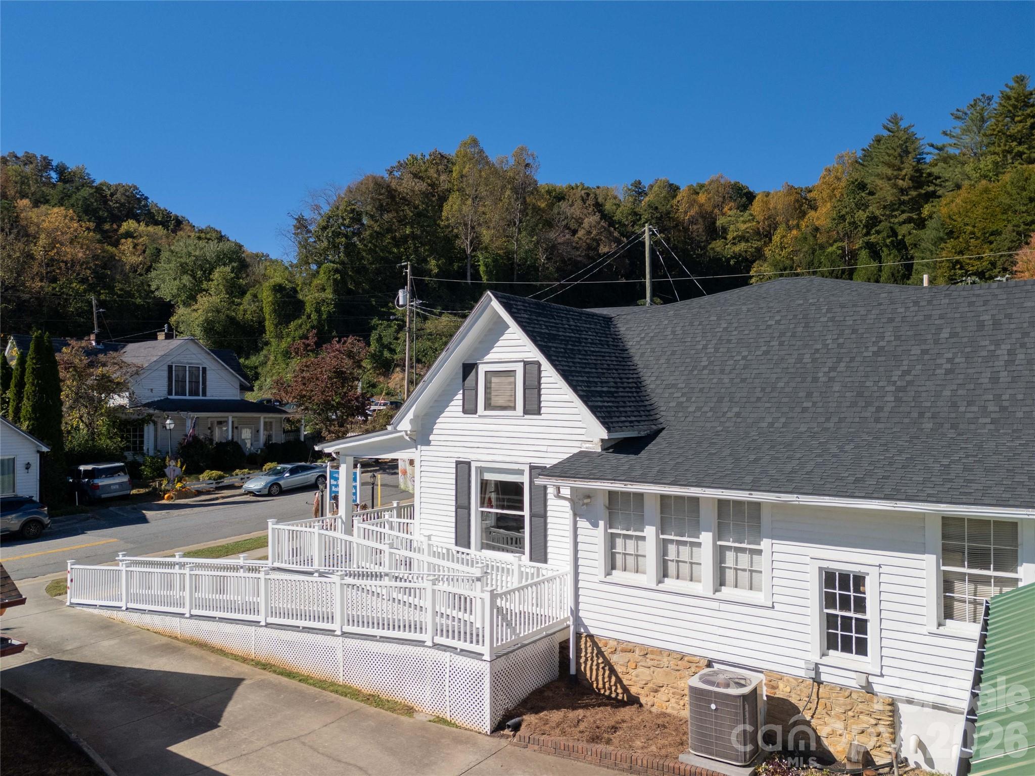 View from side and ramp leading to front porch - 112 Webster Street, Dillsboro