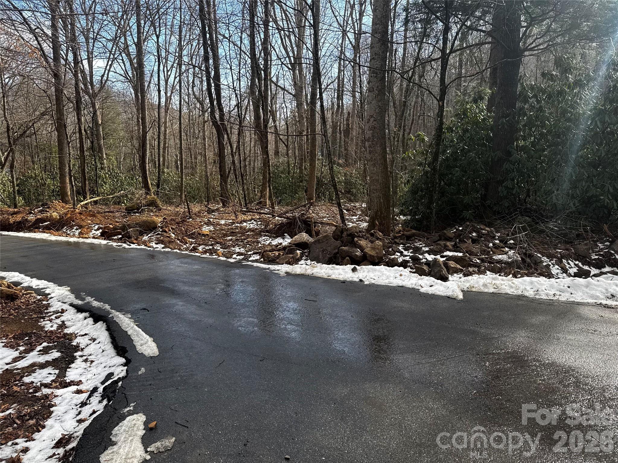 Likely driveway entry to lot 123. There is now a graveled pull off and parking area located there, just off the right side of Hemlock Circle. - 6 Great Aspen Way, Black Mountain