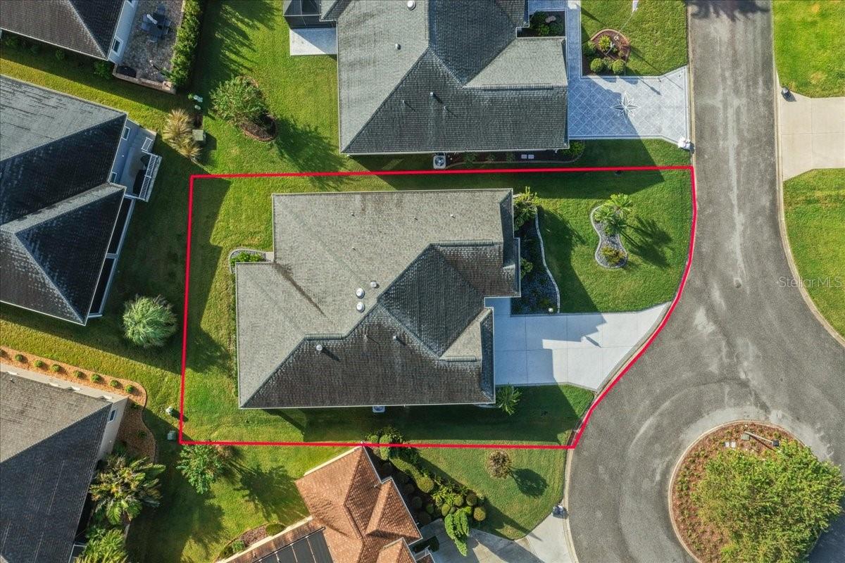 Aerial View with Property Outline - 3335 VELTRE WAY, THE VILLAGES