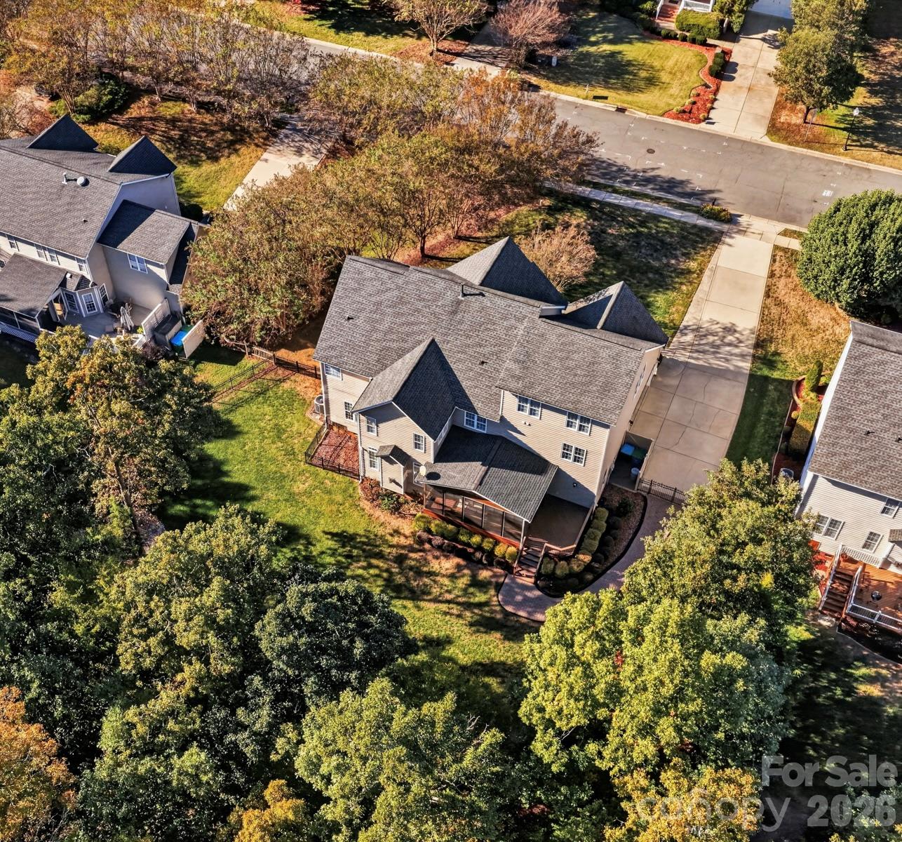 Drone view of the back - 10826 Persimmon Creek Drive, Mint Hill