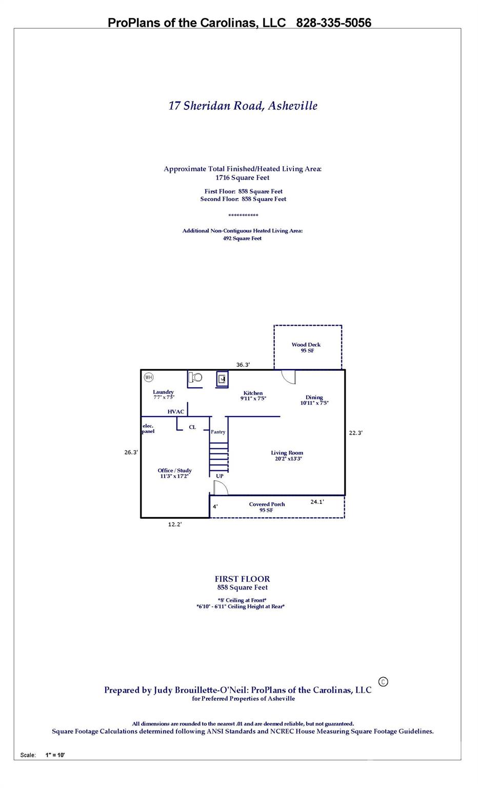 Main level floor plan in the main house. - 17 Sheridan Road, Asheville