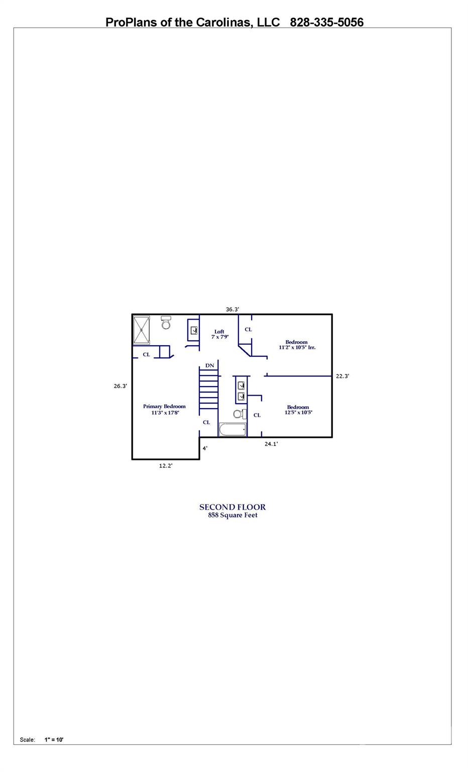 Upper level floor plan in the main house. - 17 Sheridan Road, Asheville